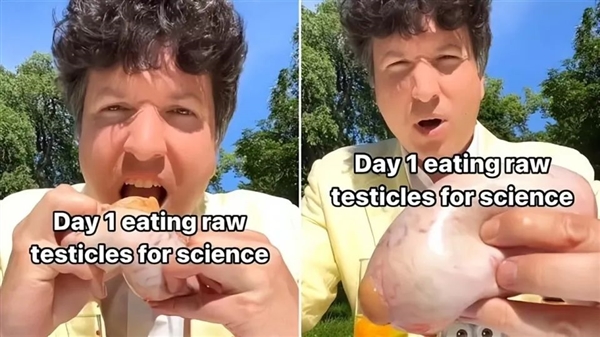 美國男子生吃雞肉100天失敗 又挑戰(zhàn)生吃牛蛋蛋