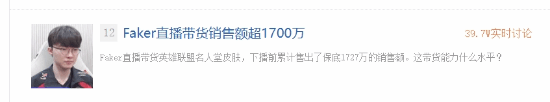 《英雄聯(lián)盟》Faker直播帶貨！銷售額超1700萬