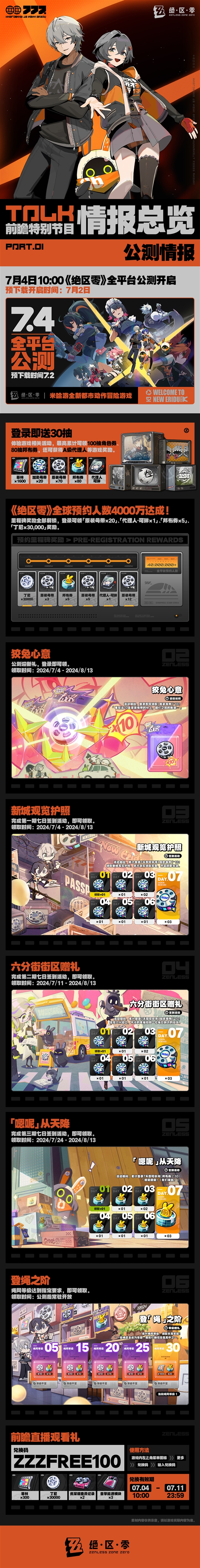 PC/安卓/iOS互通！米哈游《絕區(qū)零》7月4日公測：高可領180抽