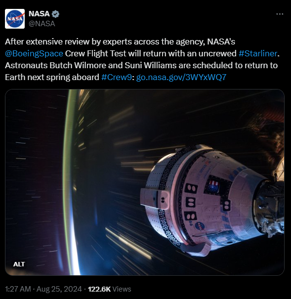 馬斯克SpaceX救場！美滯留太空宇航員2025年2月搭龍飛船返回地球