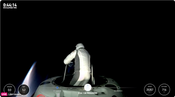 SpaceX開啟人類首次商業(yè)太空行走：美國億萬富翁成功出艙