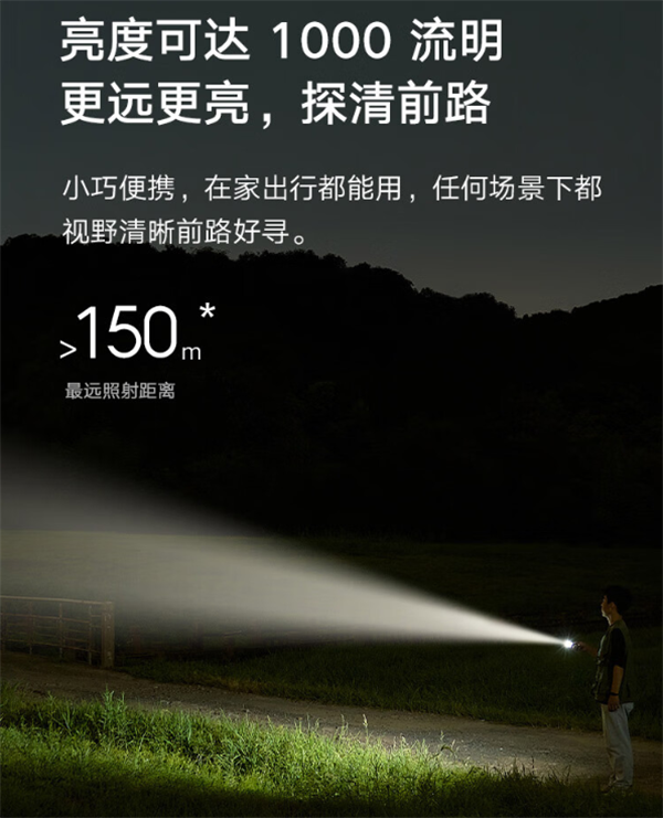 小米米家便攜多功能手電筒上市：1000 流明亮度，3100mAh 電池，售 99 元