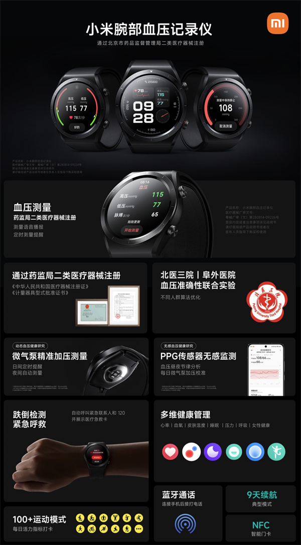 小米 Watch H1 E 血壓記錄儀線上發(fā)售：二類醫(yī)療認證，定價 1899 元