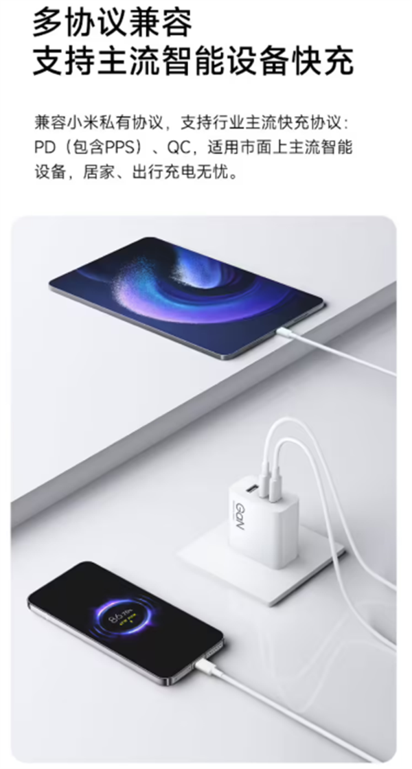 小米90W GaN三口充電器套裝上市：售價(jià)199元，支持多口功率分配