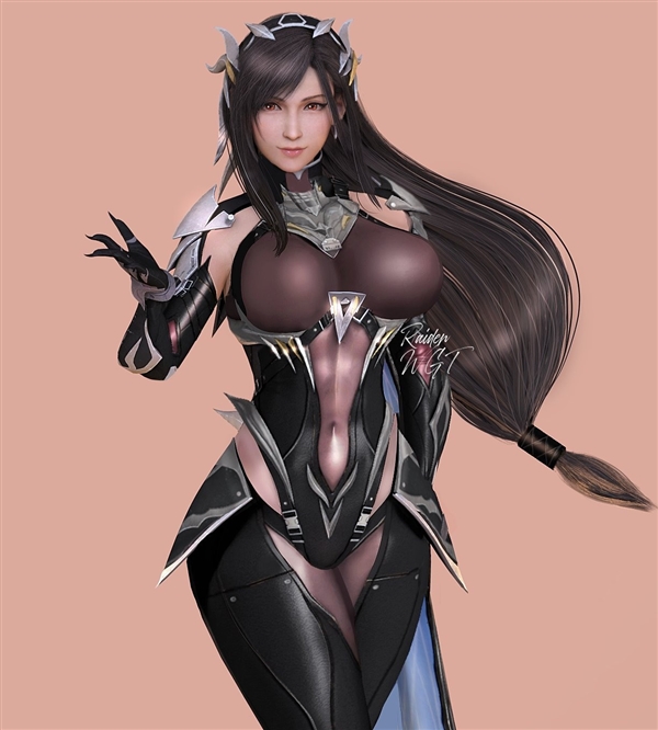《終幻想7》蒂法新3D美圖：黑絲緊身衣 制服誘惑