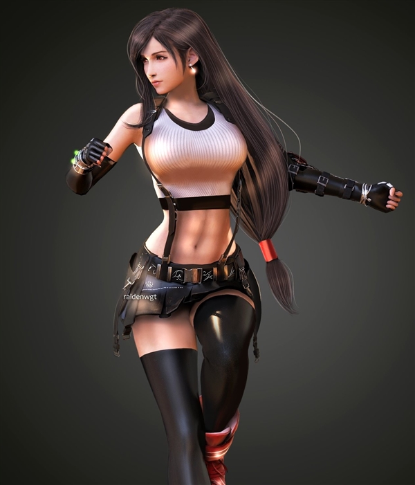 《終幻想7》蒂法新3D美圖：黑絲緊身衣 制服誘惑