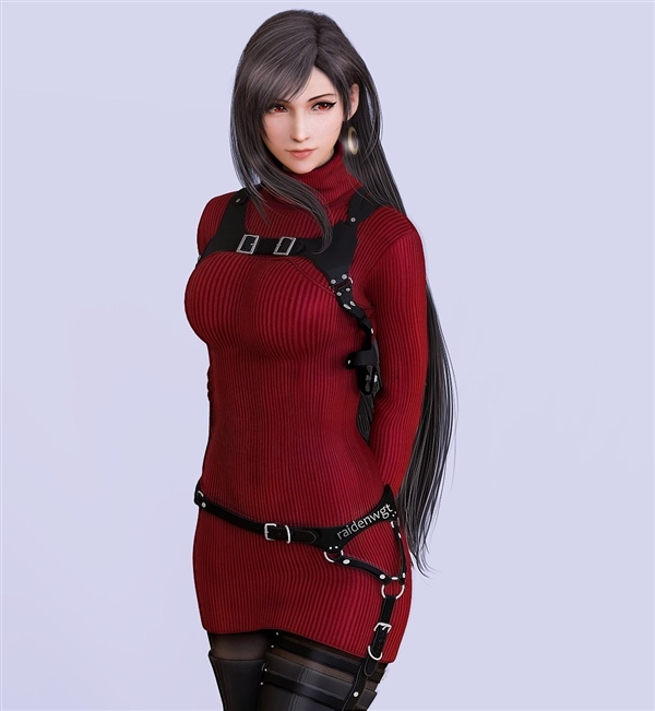 《終幻想7》蒂法新3D美圖：黑絲緊身衣 制服誘惑