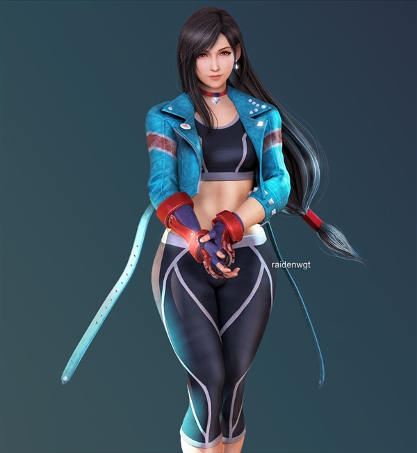 《終幻想7》蒂法新3D美圖：黑絲緊身衣 制服誘惑
