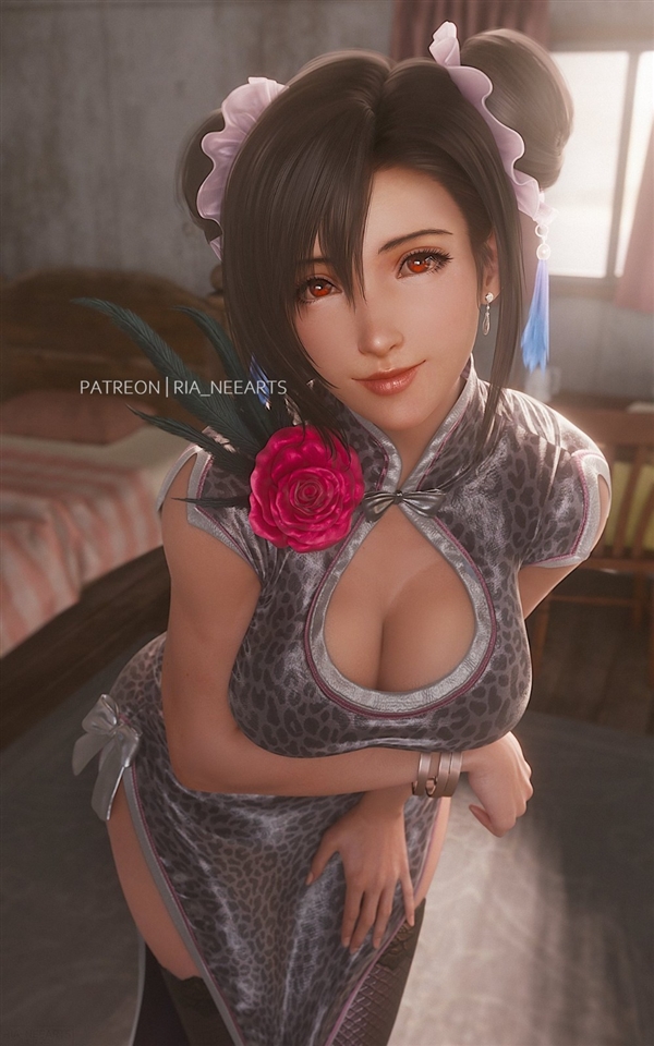 《終幻想7》蒂法和愛麗絲3D圣誕圖：濃濃的愛意 克勞德全身綠