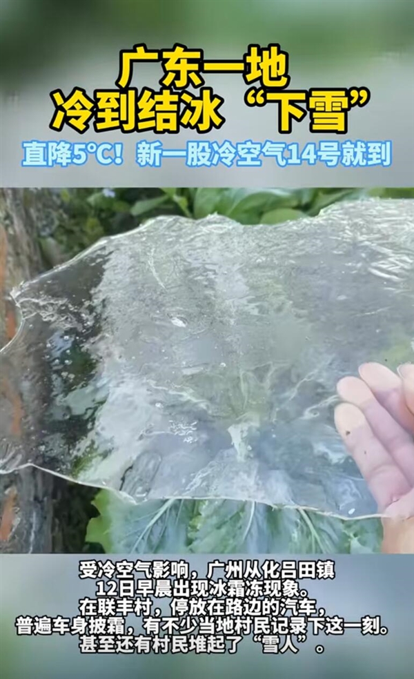 廣州凍到結(jié)冰：低氣溫在零下
