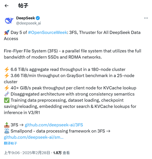 DeepSeek完美收官：開源勞苦功高的3FS！
