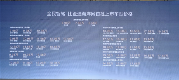 覆蓋6萬-20萬級市場！比亞迪海洋網(wǎng)11款智駕車型正式上市