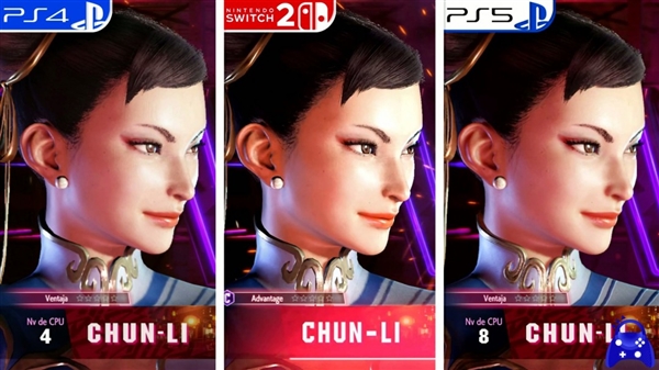 《街頭霸王6》PS4、Switch 2、PS5畫面對比